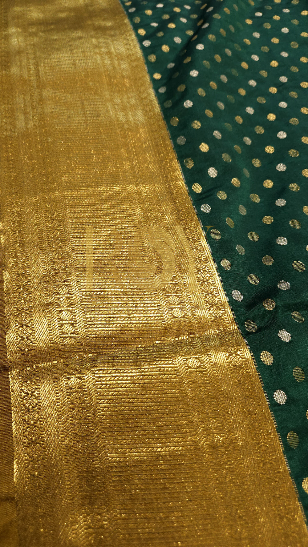 Dark Green Polka Dot Luxury Soft Silk Saree
