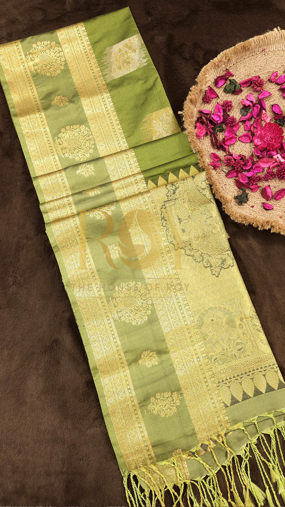 Deep Pista Green Retta Petta Soft Silk Saree
