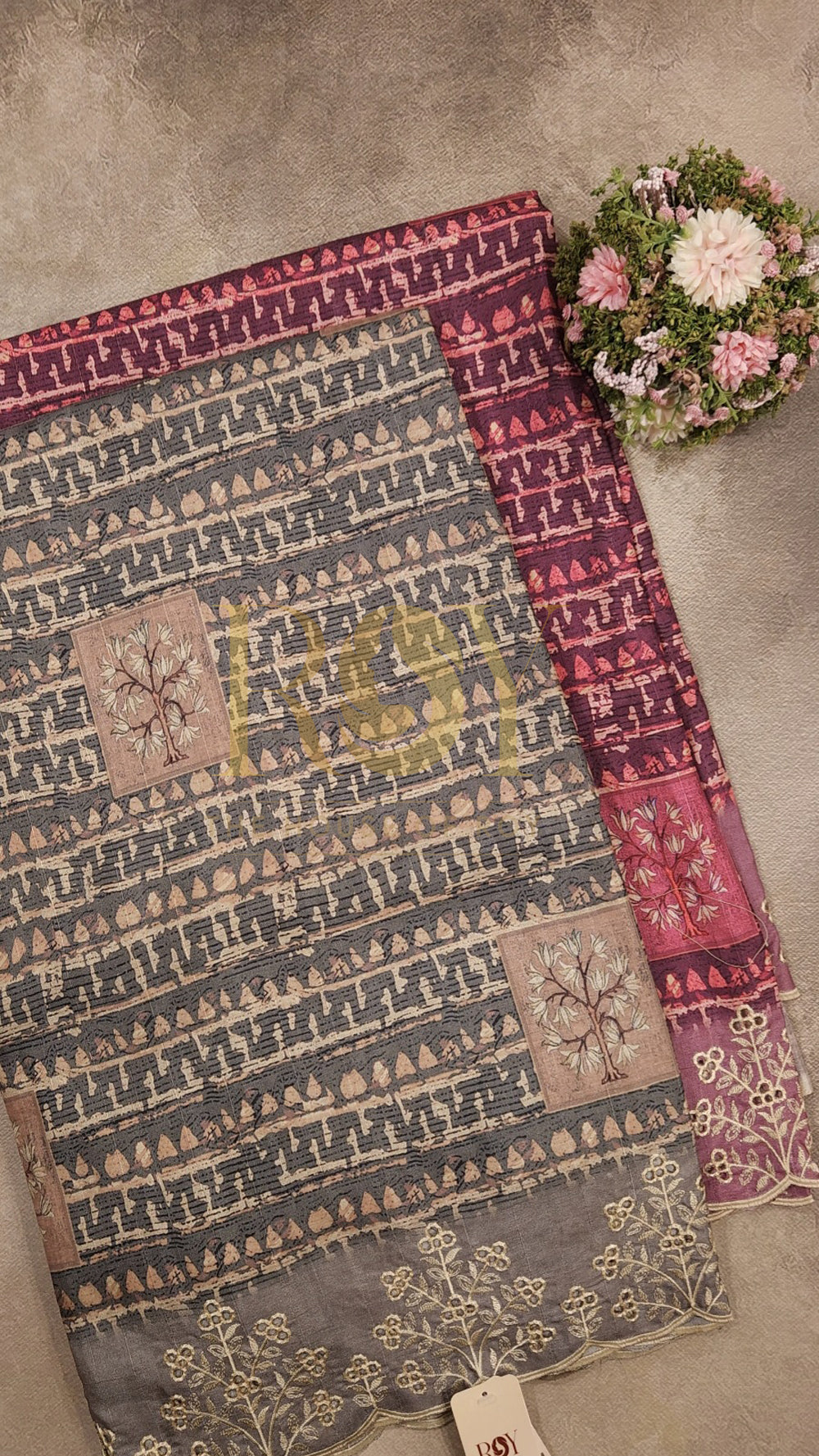 Tussar Silk Deep Grey Saree