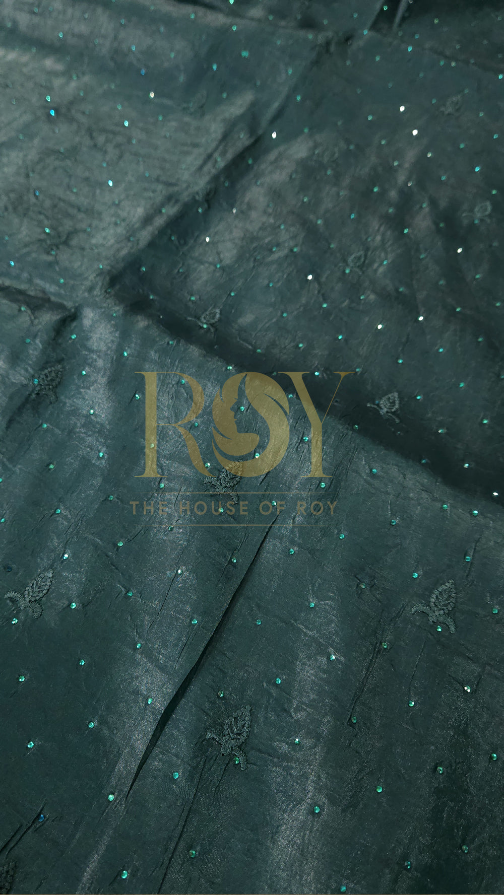 Deep Teal Green Crushed Shimmer Saree