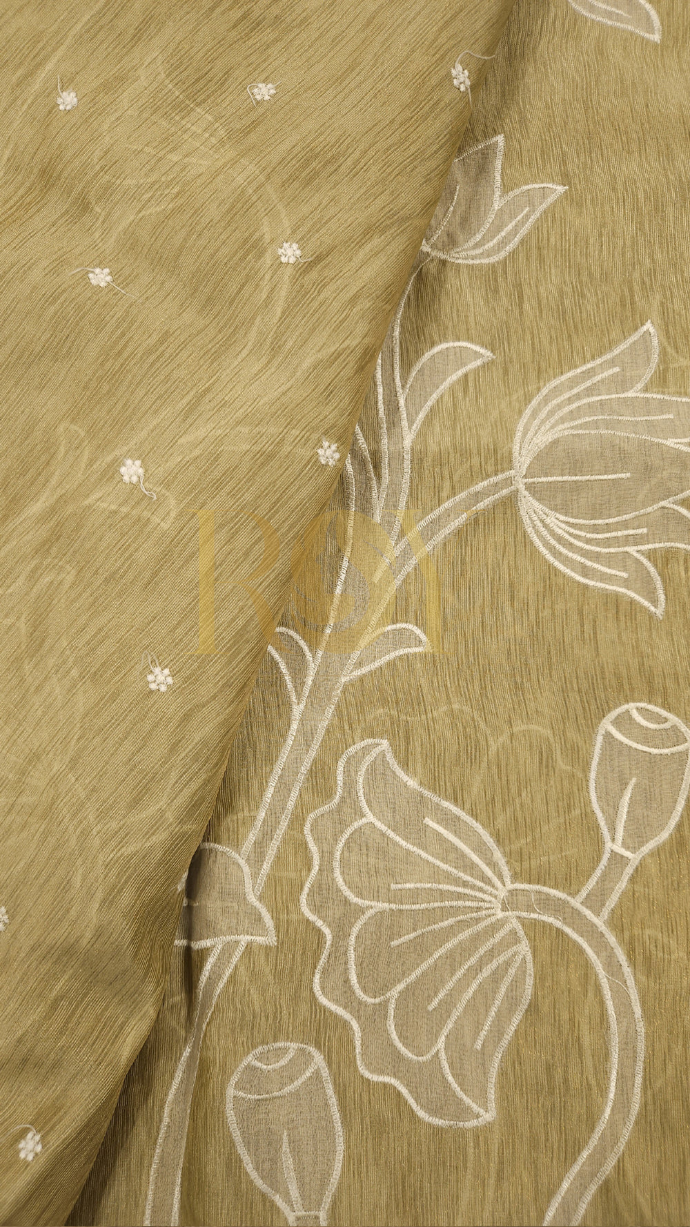 Dusky Yellow Appliqué Saree