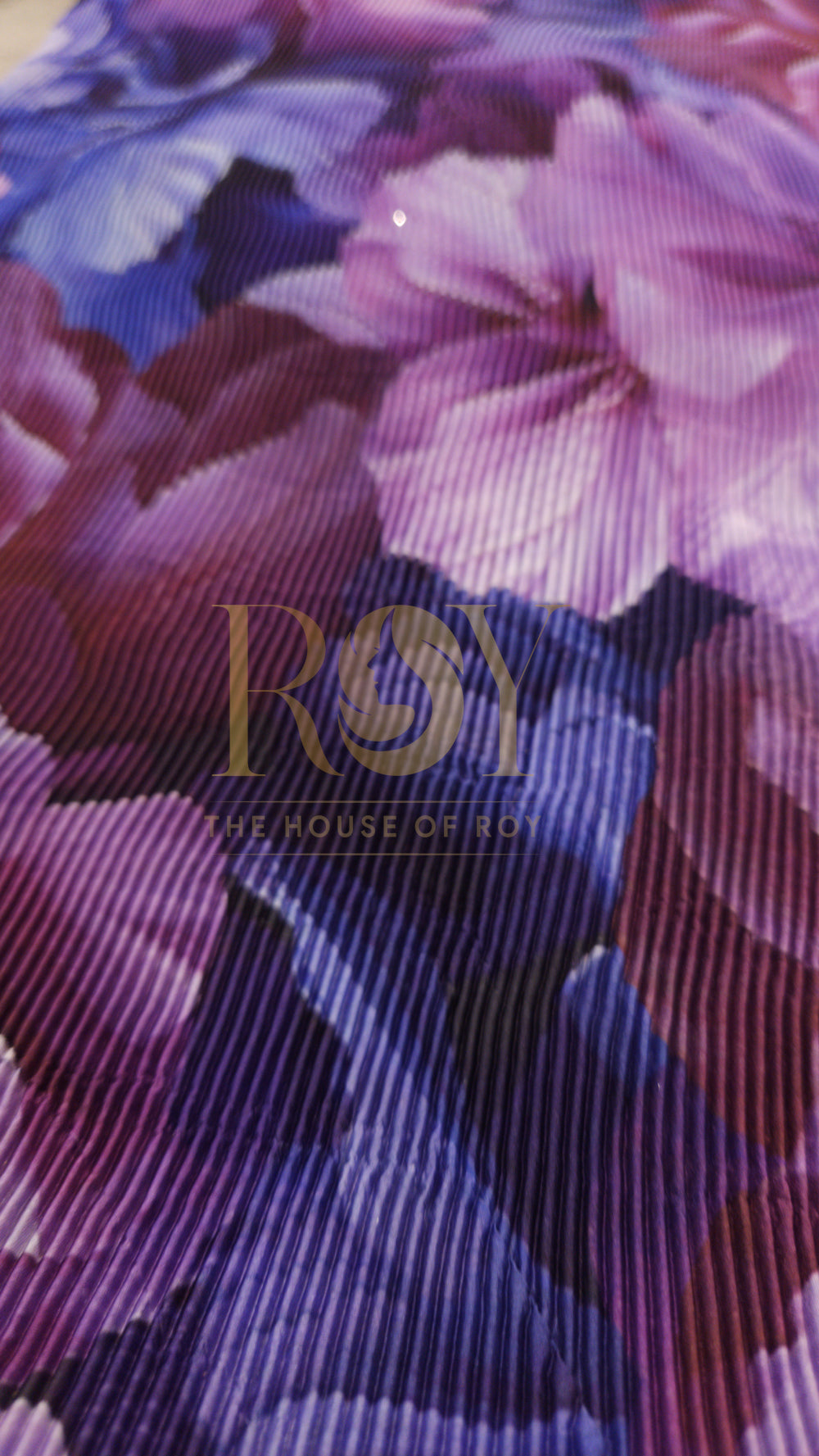 Purple Floral Orchid Pre-Draped Designer Saree