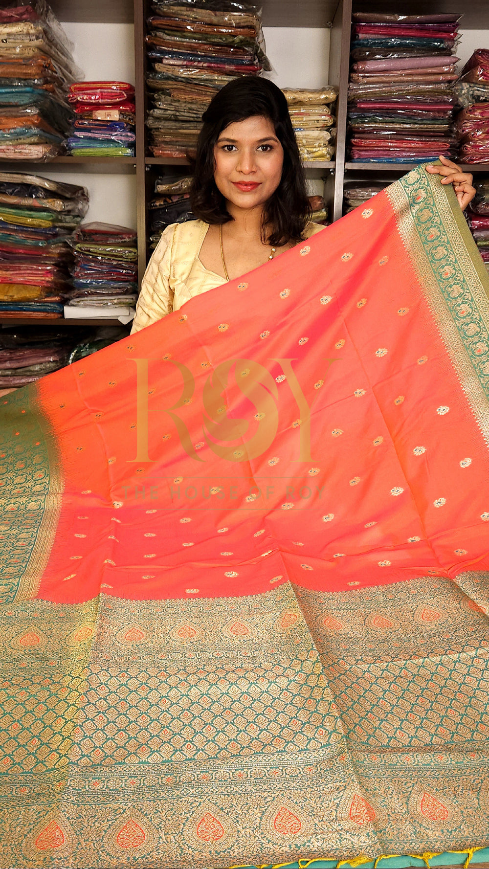 Fanta orange with jade green mix soft silk