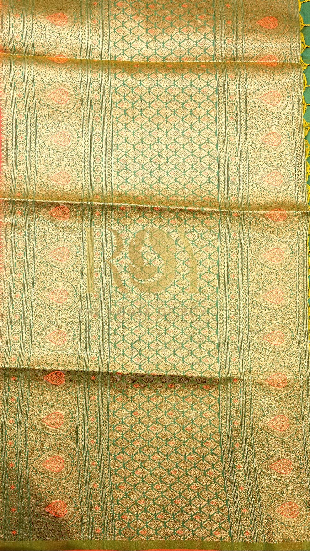 Fanta orange with jade green mix soft silk