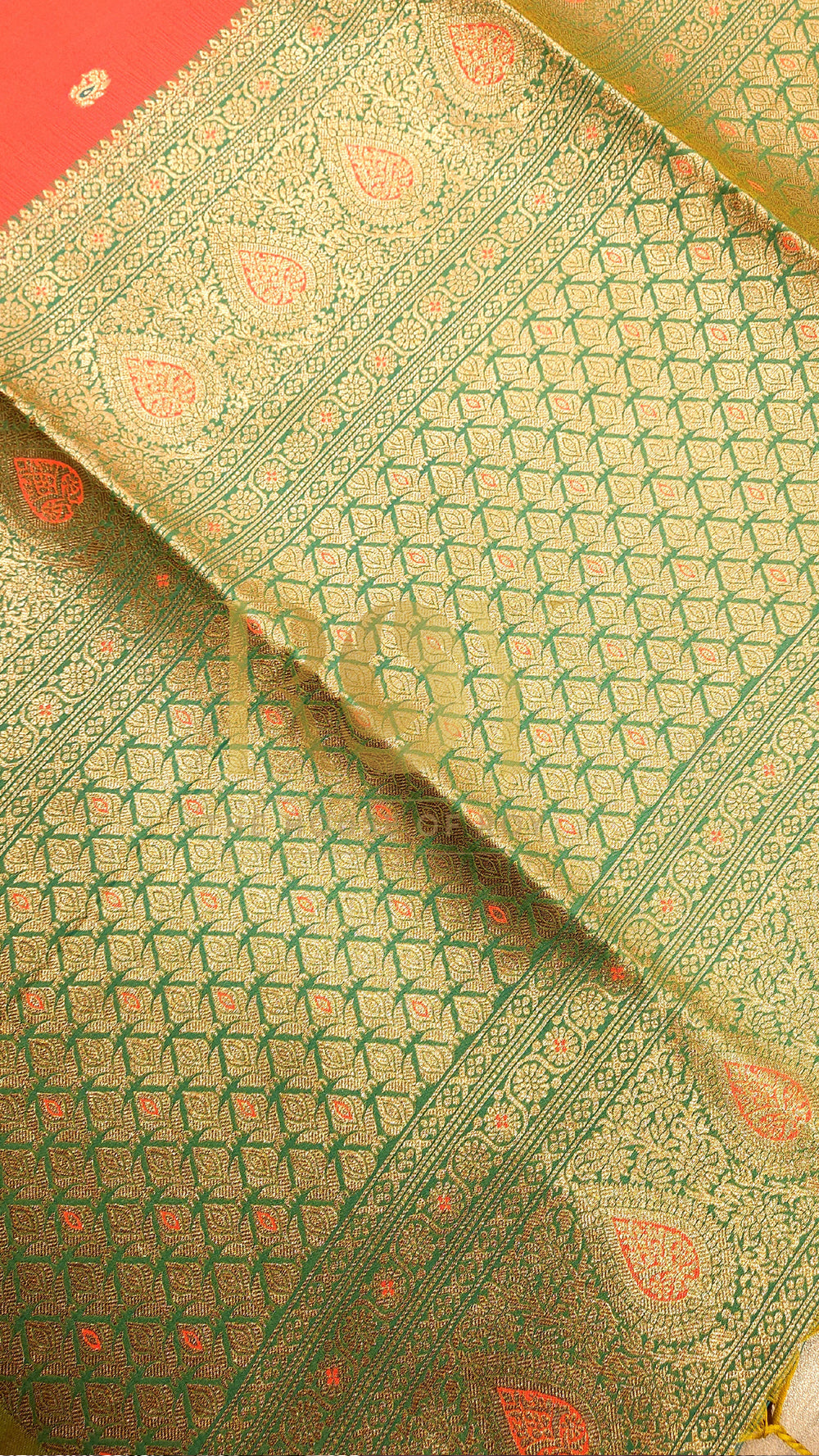 Fanta orange with jade green mix soft silk
