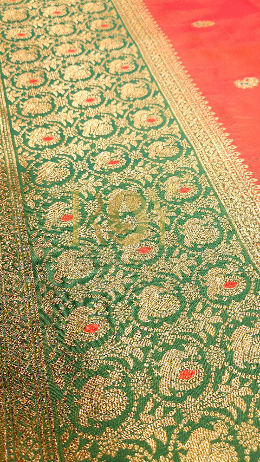 Fanta orange with jade green mix soft silk