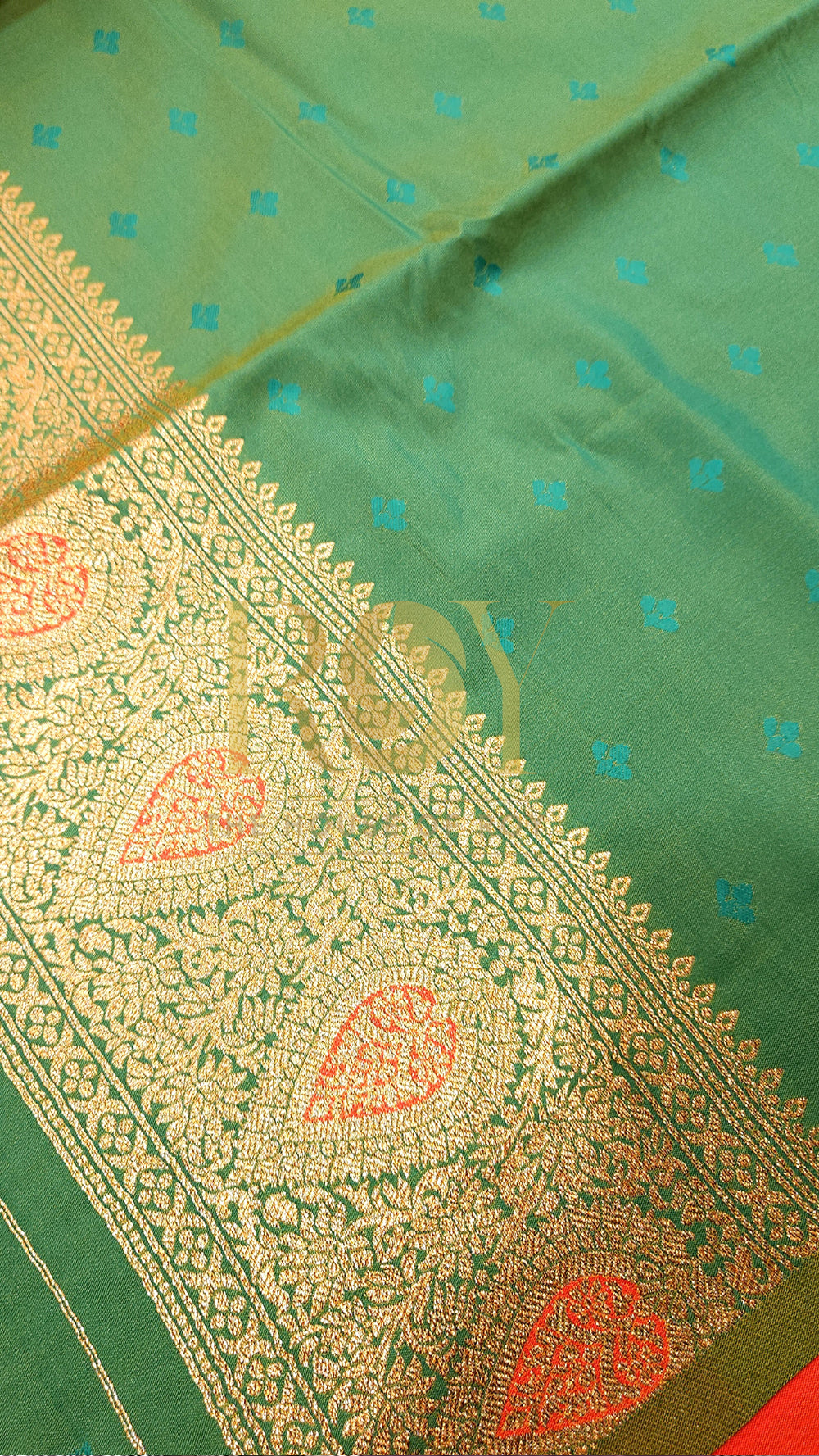 Fanta orange with jade green mix soft silk