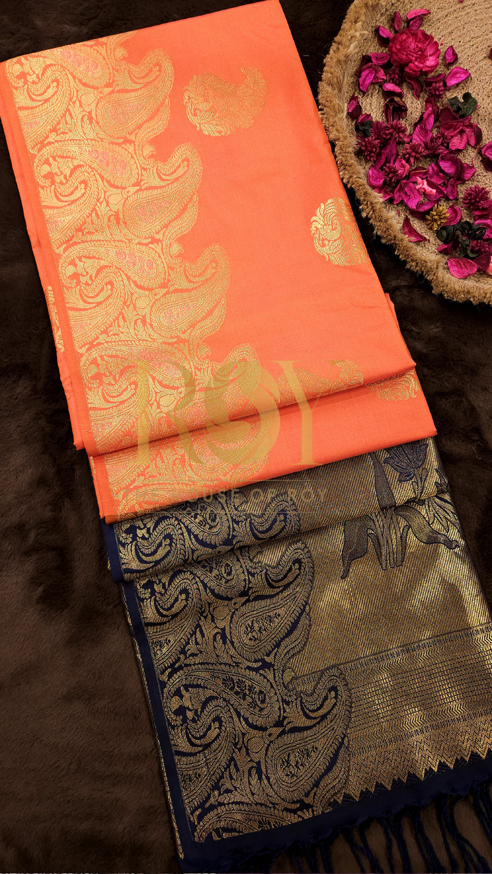 Fanta Orange Fancy Border Soft Silk Saree