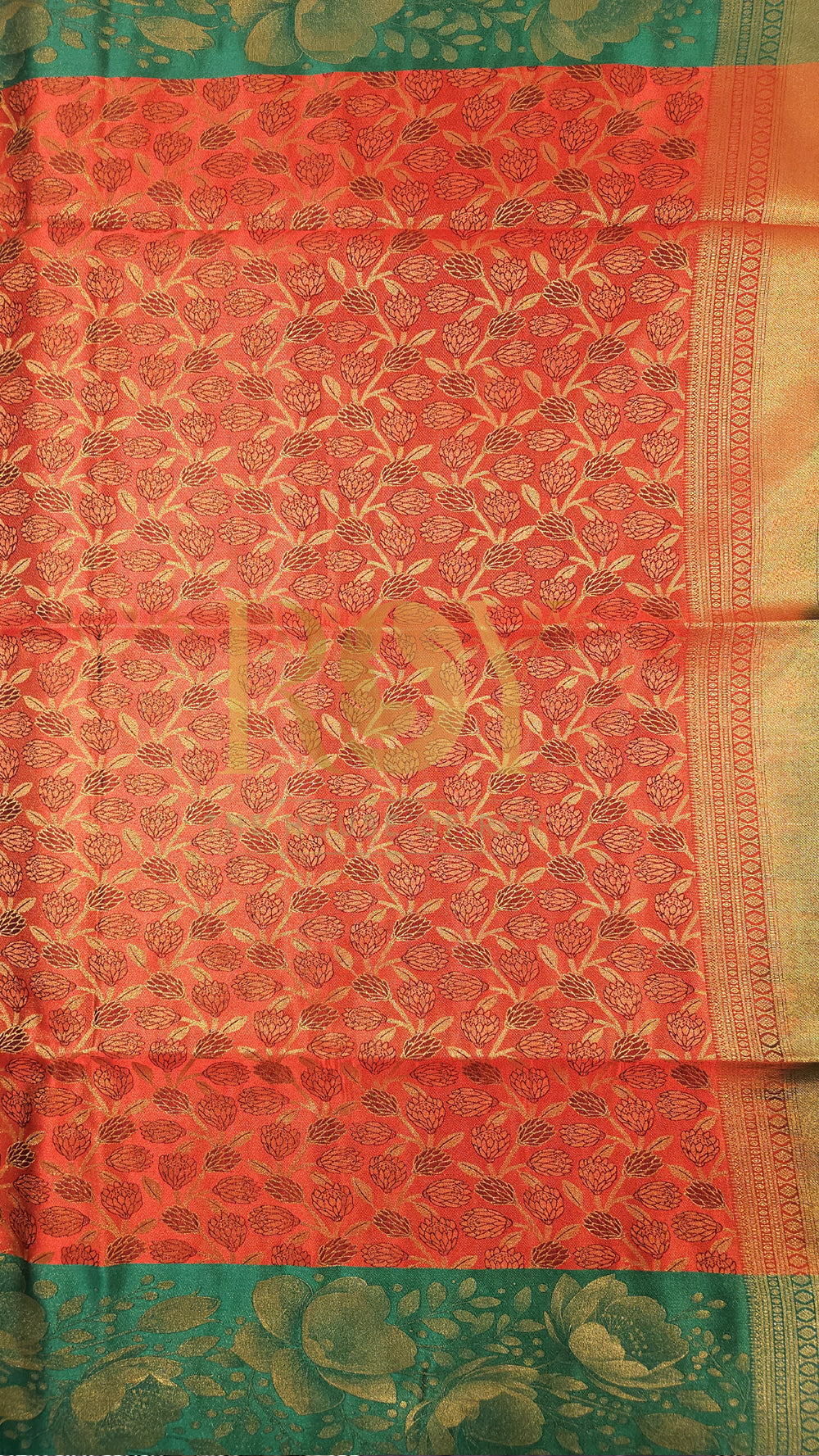 Fiery Orange Luxury Brocade Soft Silk Saree