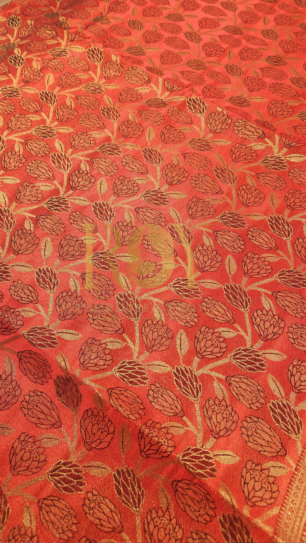 Fiery Orange Luxury Brocade Soft Silk Saree