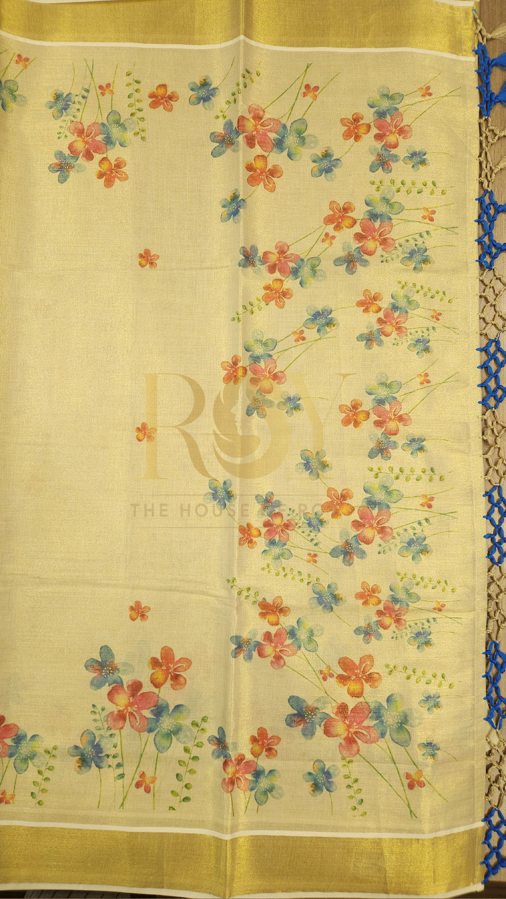 Multicolour Floral Tissue Silk Kasavu Saree
