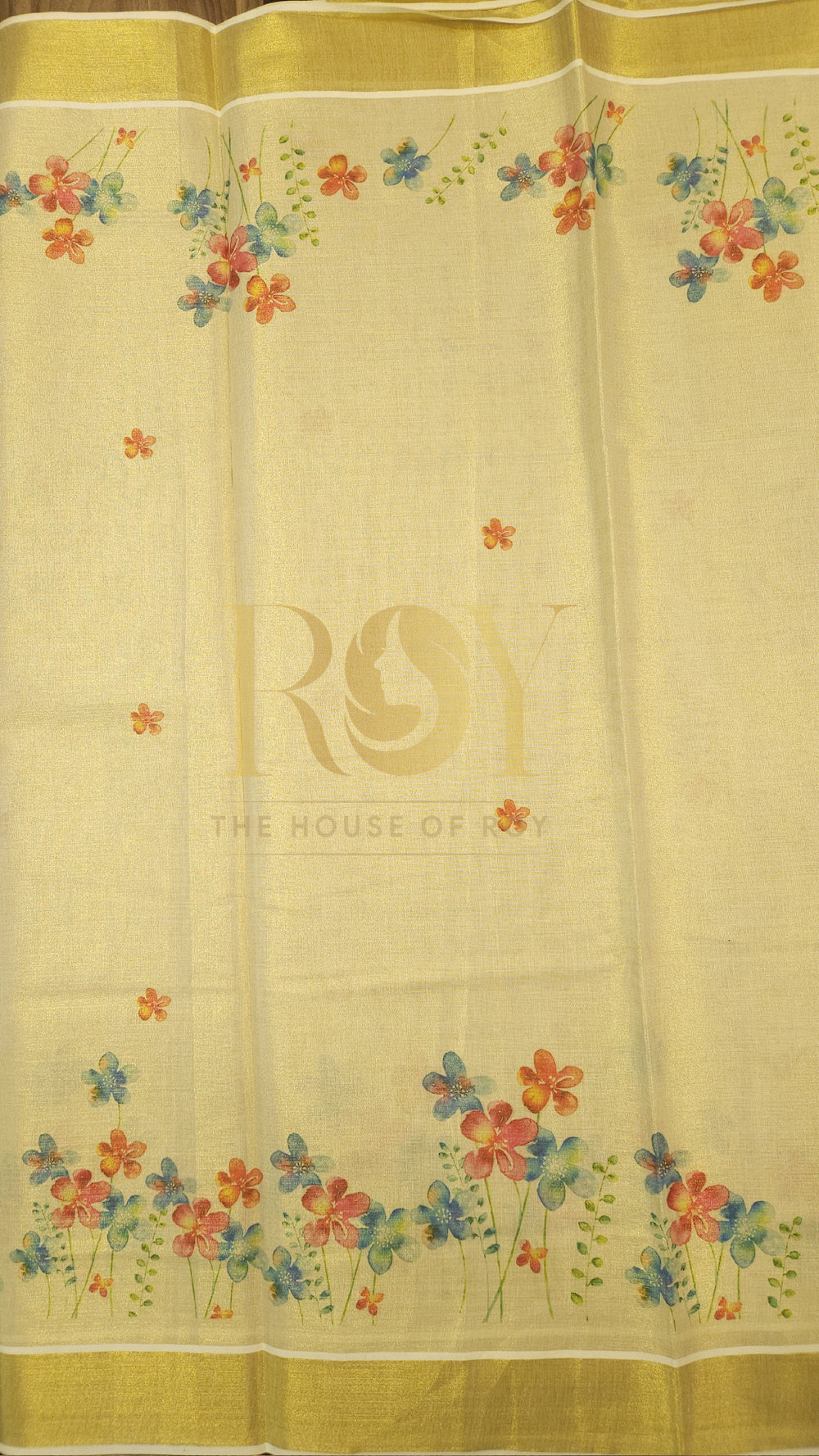 Multicolour Floral Tissue Silk Kasavu Saree