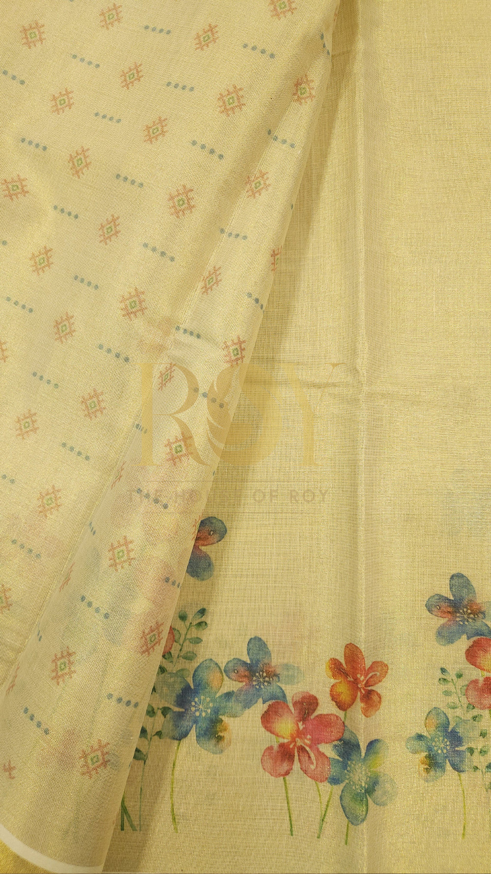 Multicolour Floral Tissue Silk Kasavu Saree