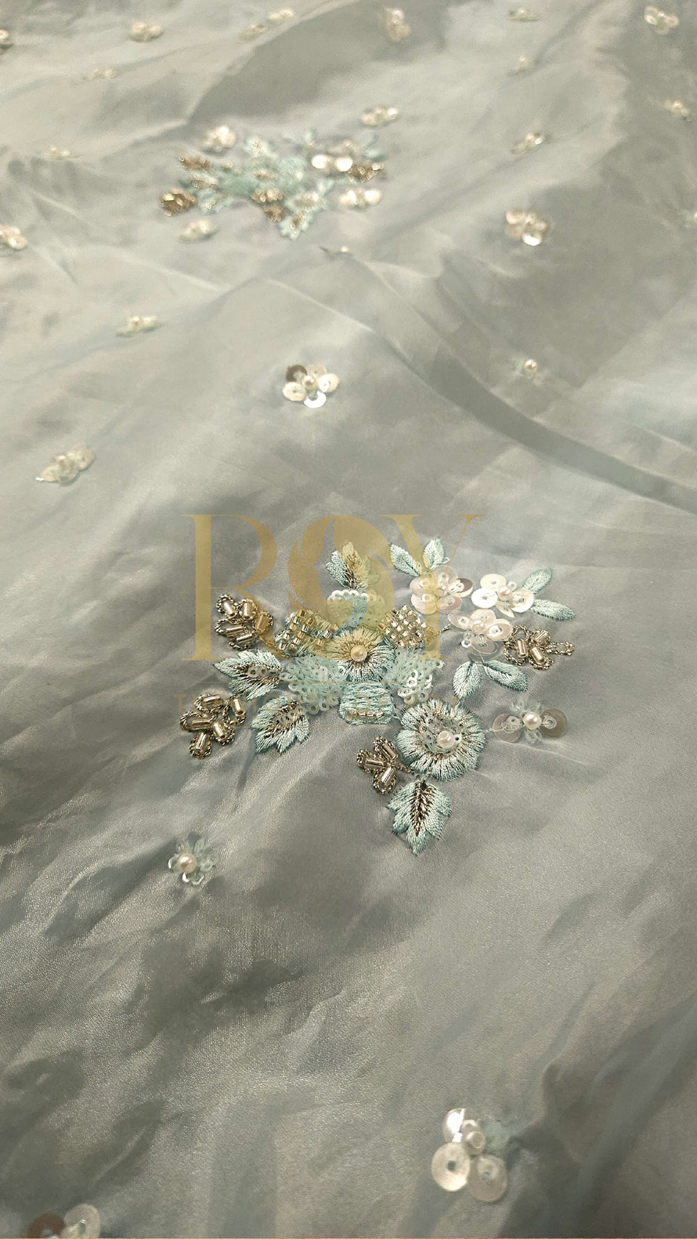 Frozen Blue Organza Party Wear Saree
