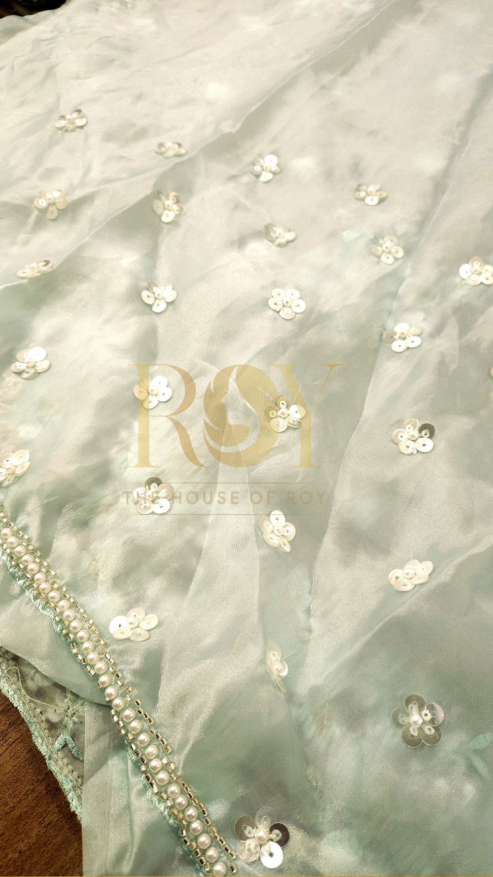 Frozen Blue Organza Party Wear Saree
