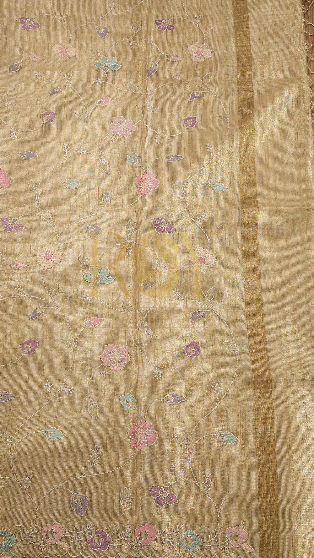 Golden Beige Tissue Kota Saree