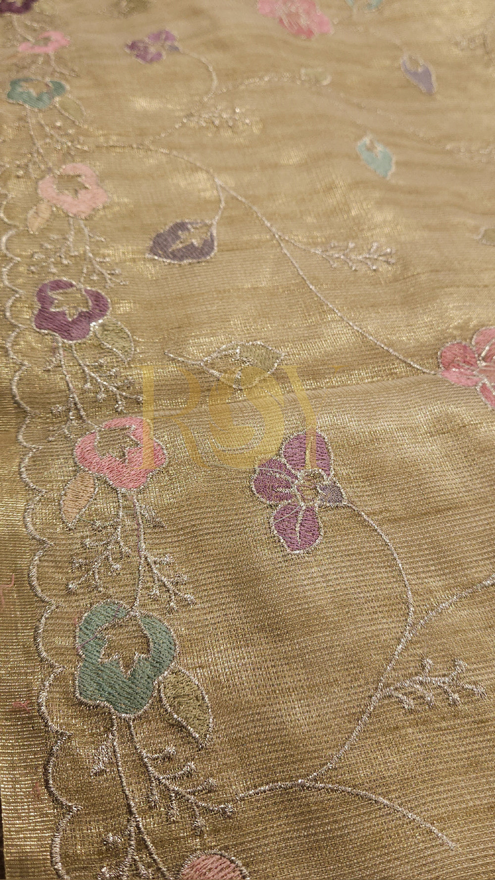 Golden Beige Tissue Kota Saree