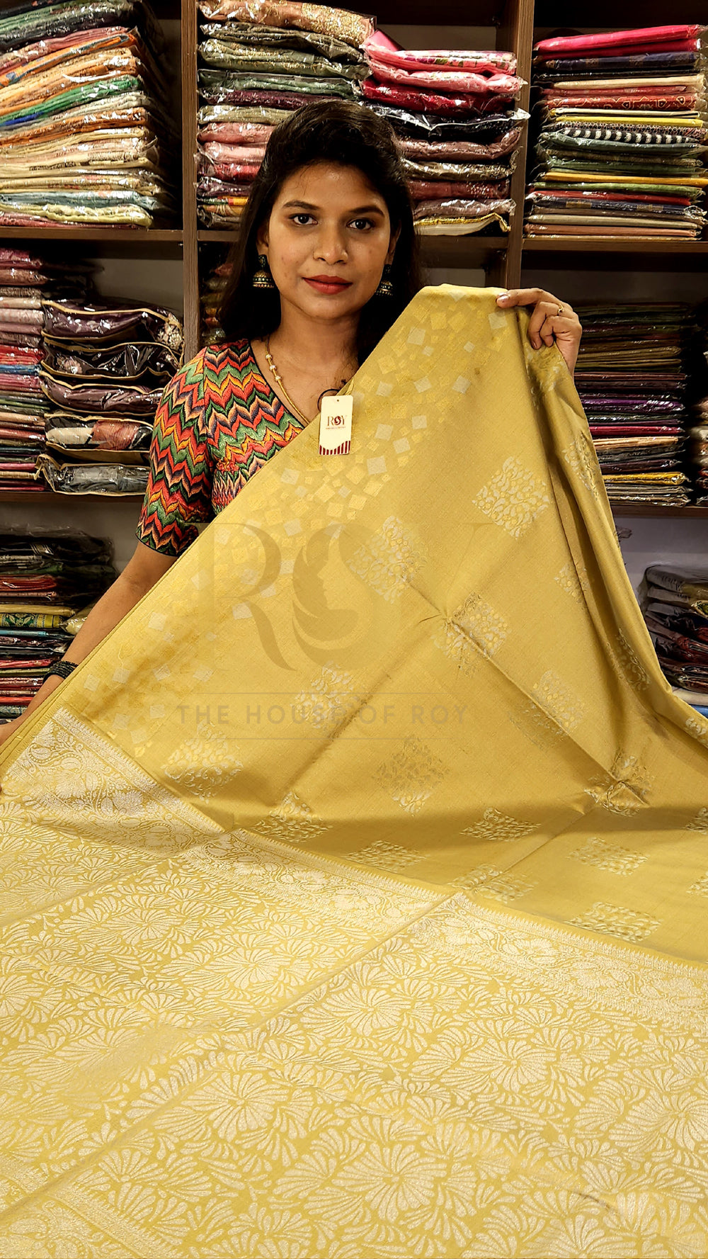Golden ivory Embossed silk