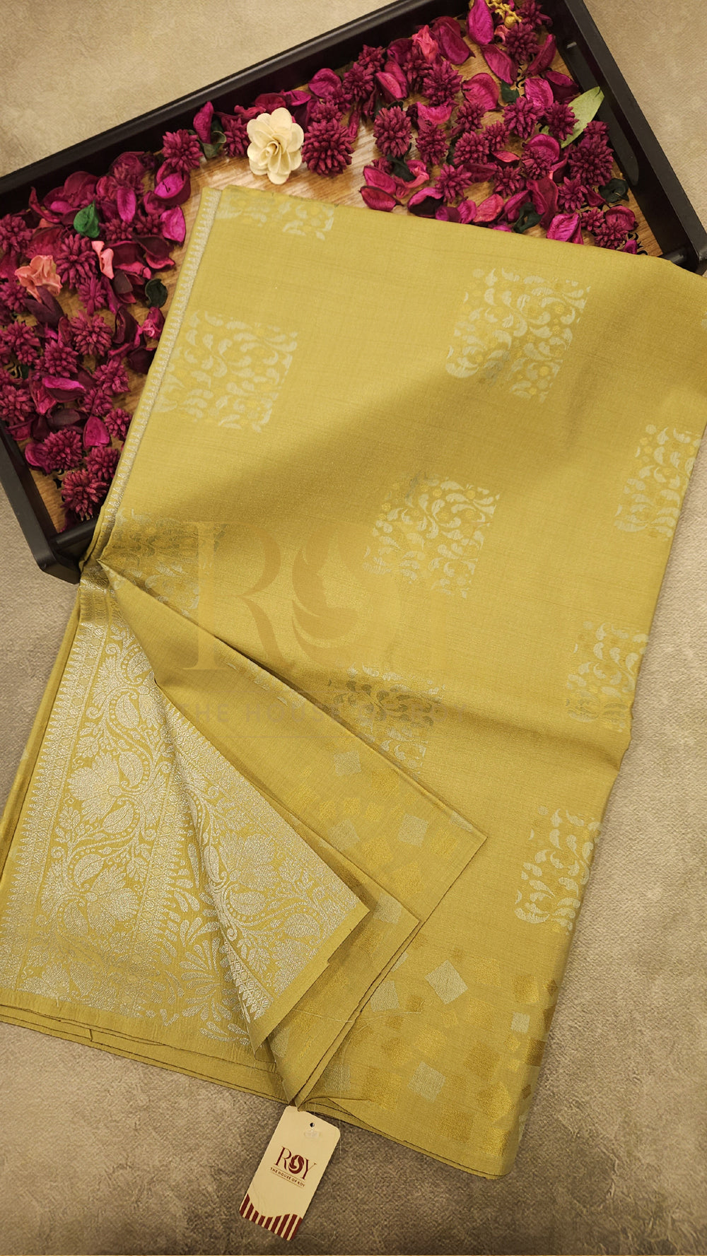 Golden ivory Embossed silk