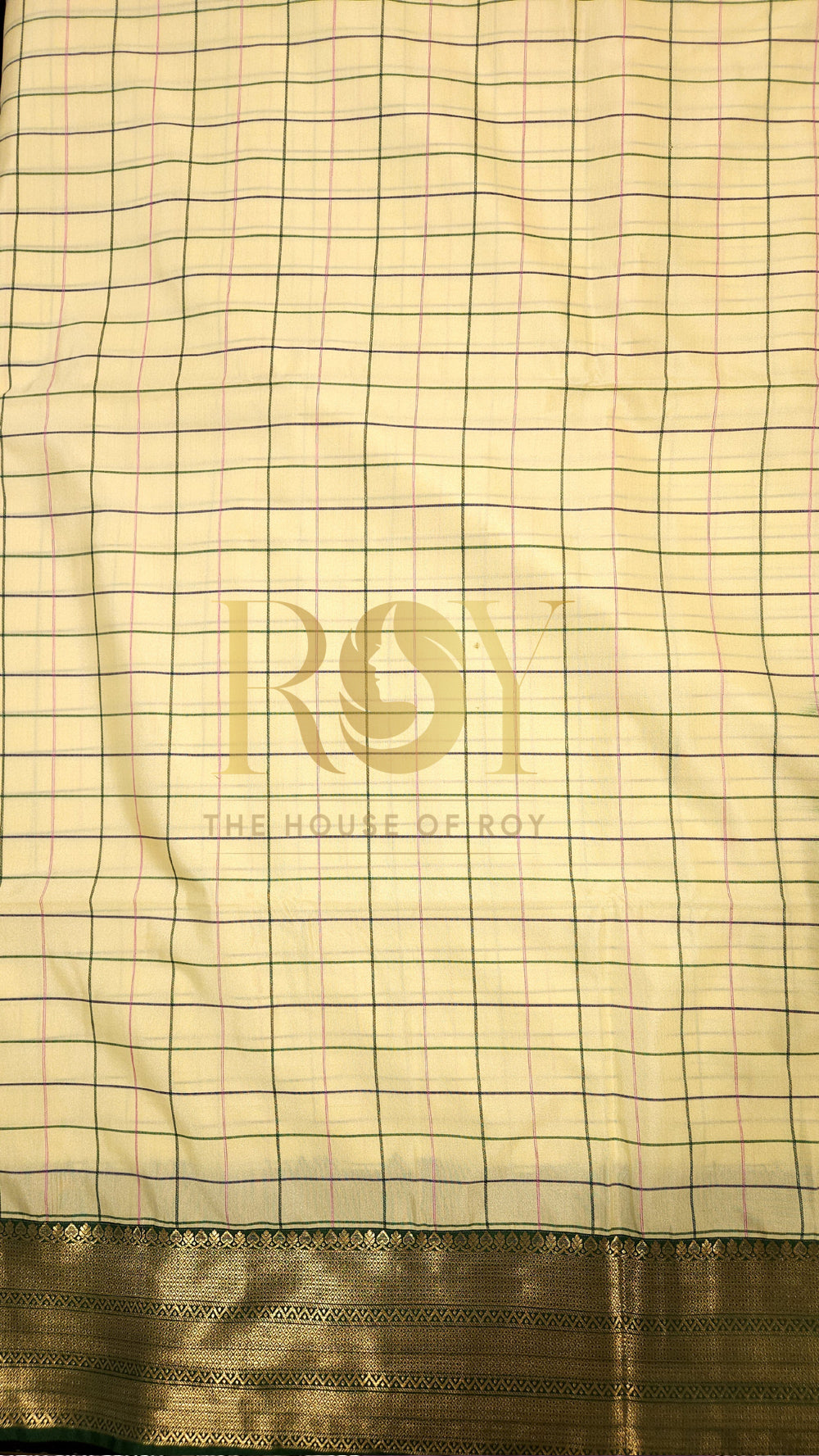 Green and Pink Kattam Cream Luxury Soft Silk Saree