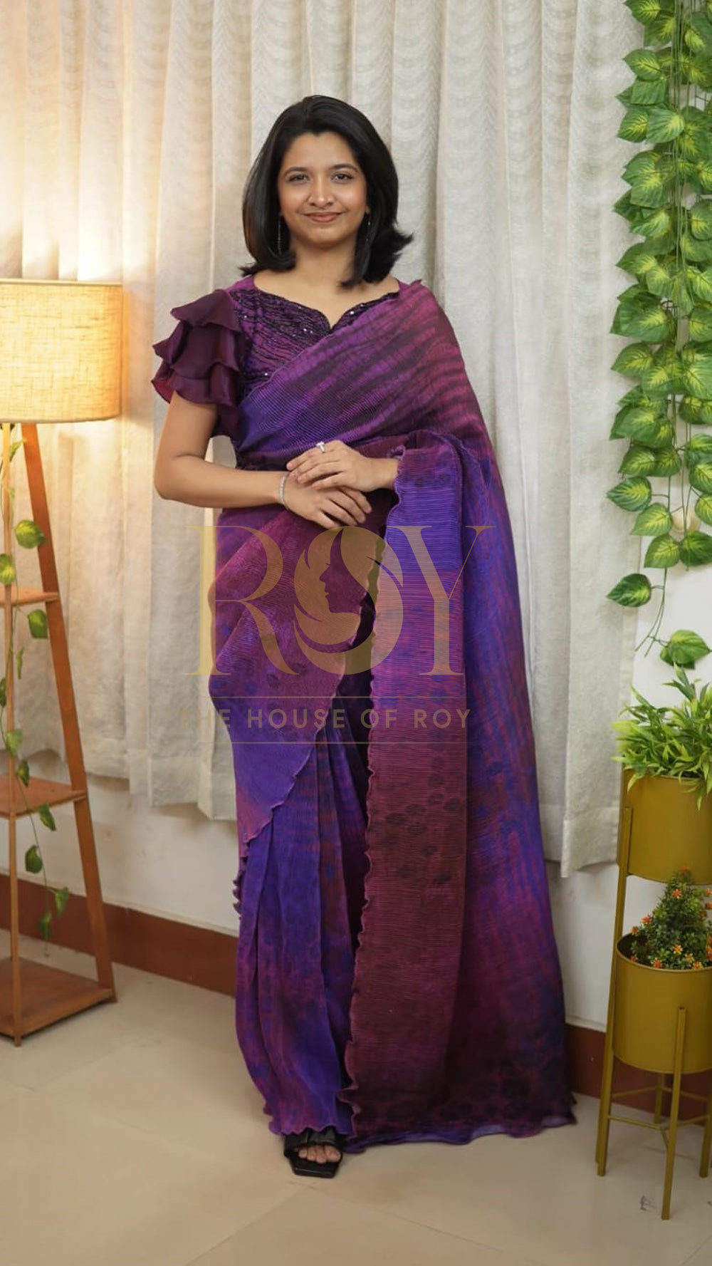 Hues of Purple Pre-Draped Designer Saree