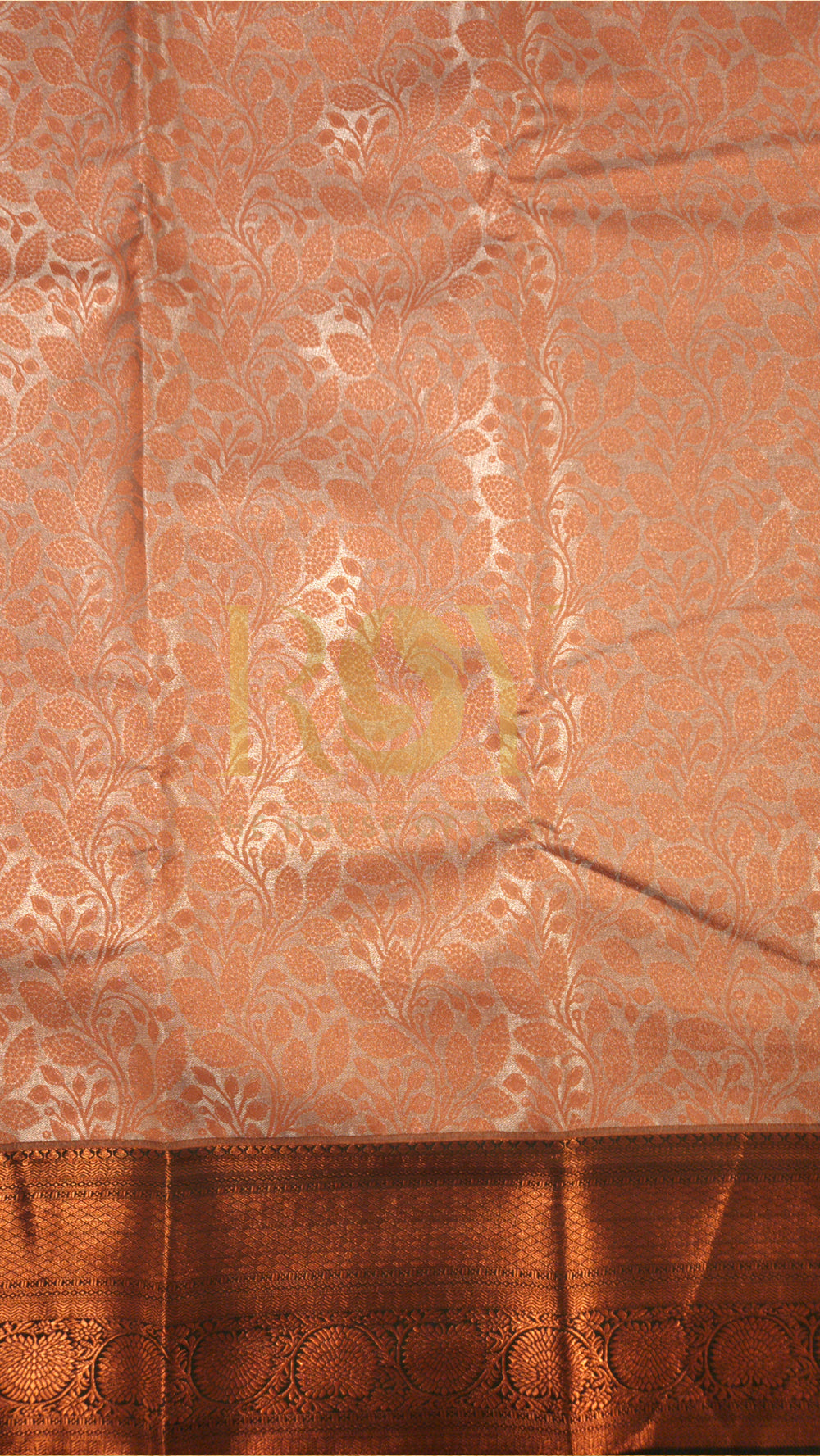 Ivory Copper Jari Leaf Tissue Jacquard Silk Saree