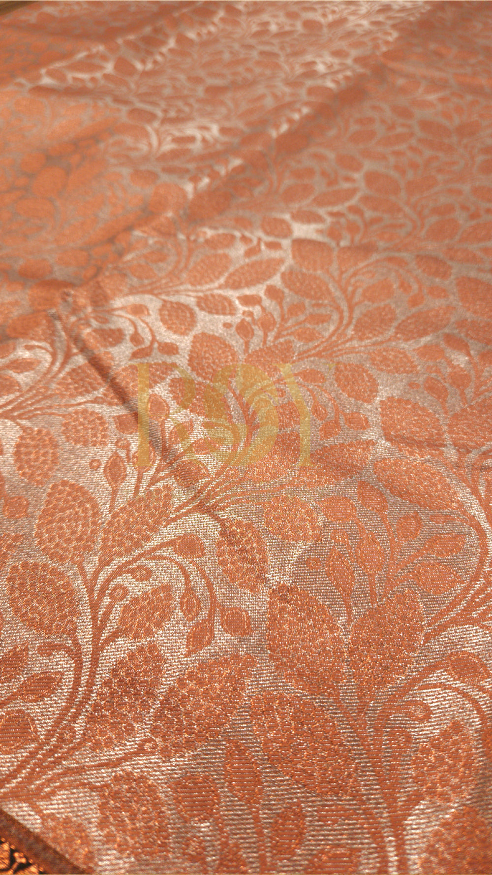 Ivory Copper Jari Leaf Tissue Jacquard Silk Saree