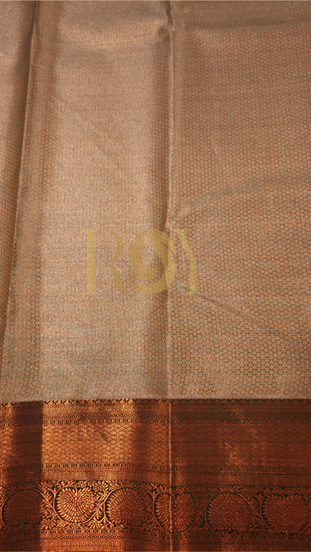 Ivory Copper Jari Leaf Tissue Jacquard Silk Saree