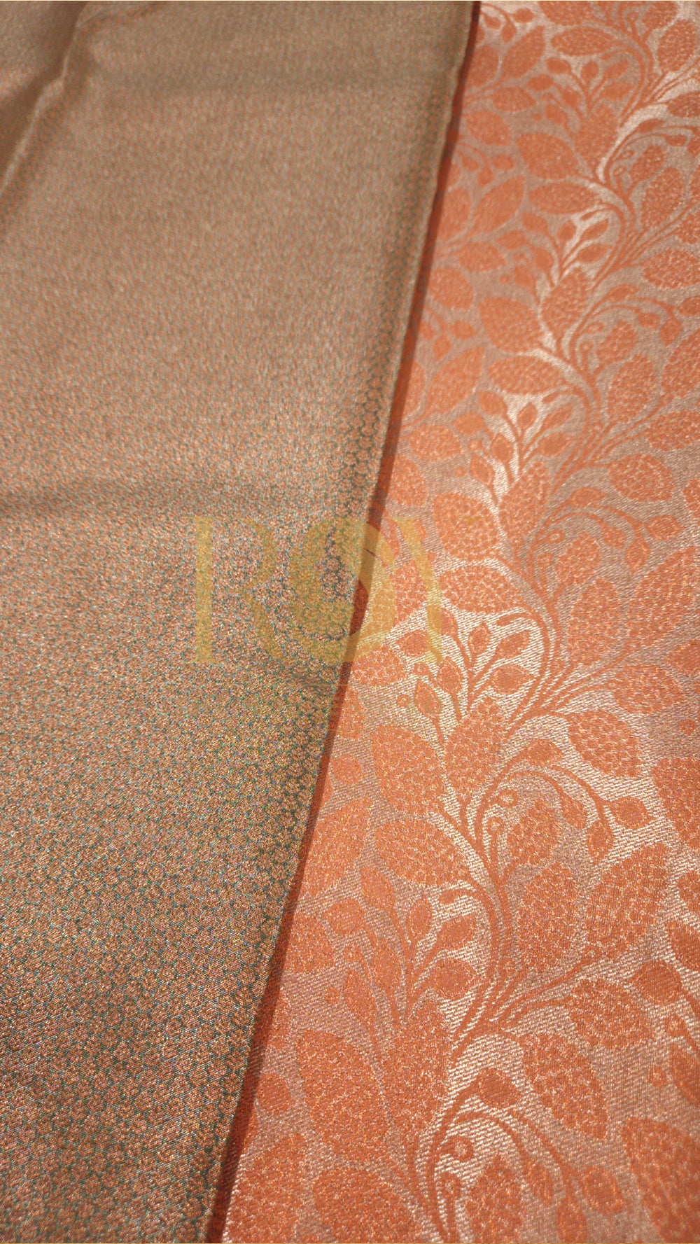 Ivory Copper Jari Leaf Tissue Jacquard Silk Saree