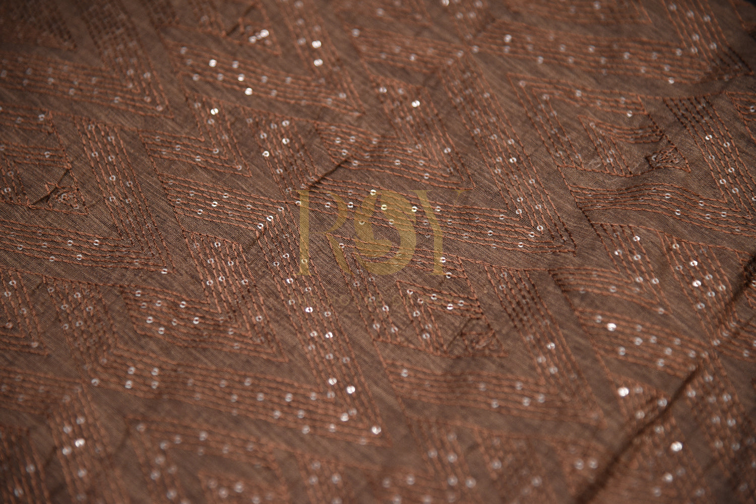 Jute Chandheri Saree with Intricate Thread Pattern