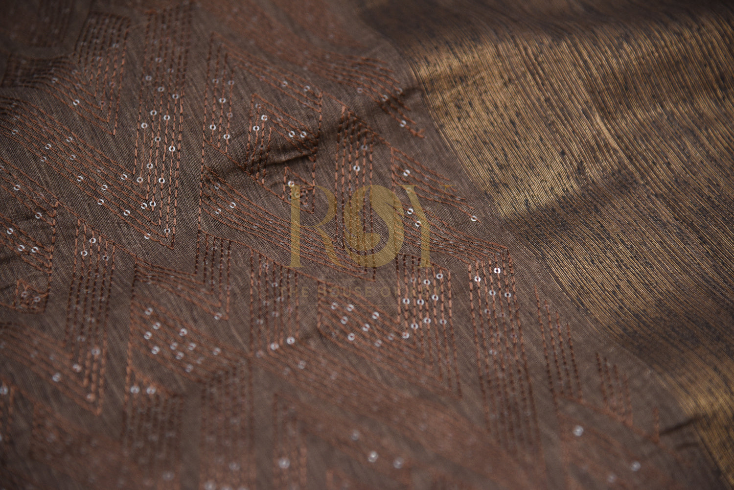 Jute Chandheri Saree with Intricate Thread Pattern