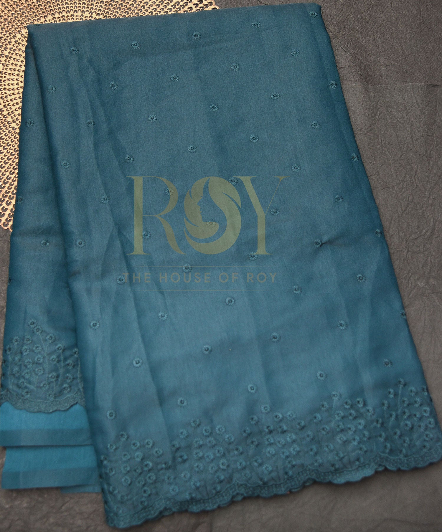 Fancy eyelet embroidery saree