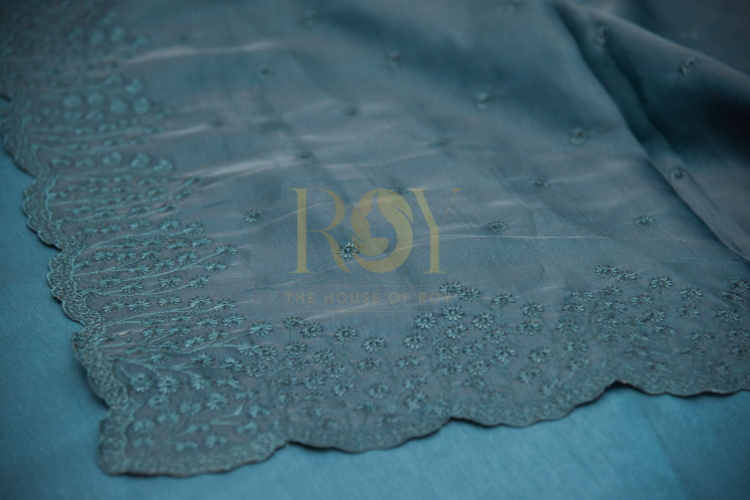 Fancy eyelet embroidery saree