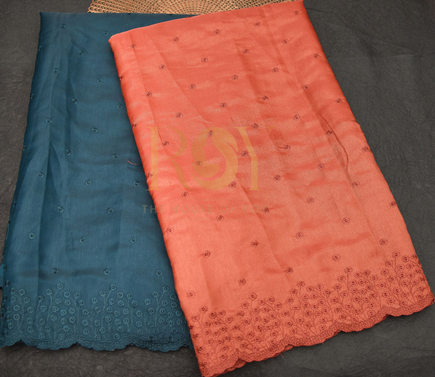 Fancy eyelet embroidery saree