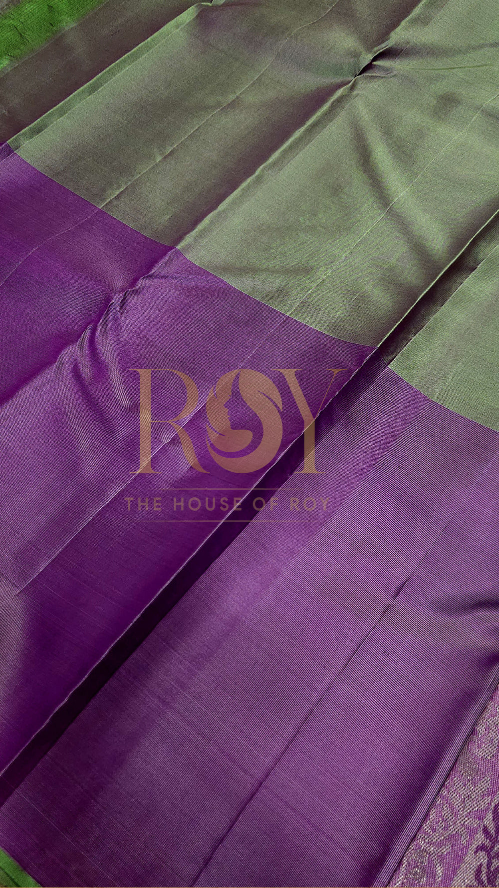 Pure Kancheepuram Silk Saree - Sage Green with Lavender