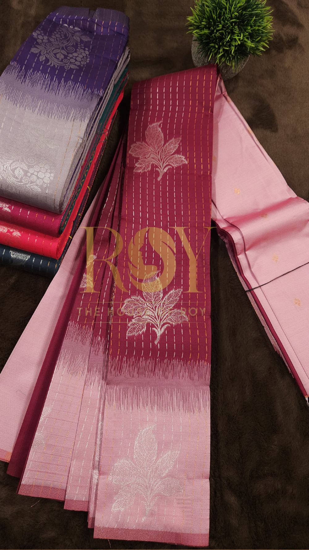 Kum Kum Red & Baby Pink Mix Silk Saree