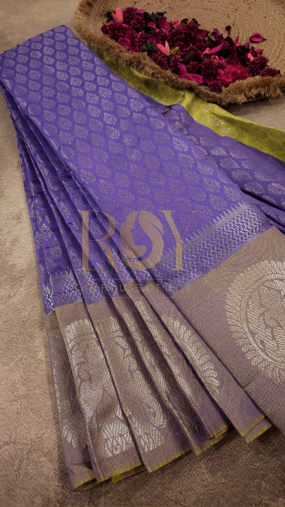 Lavender Mix Silk Saree with Onion Pink