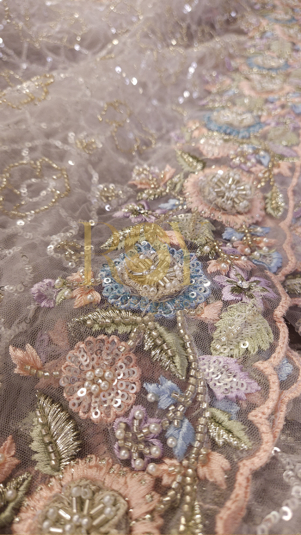 Lavender Designer Net Party Wear Saree