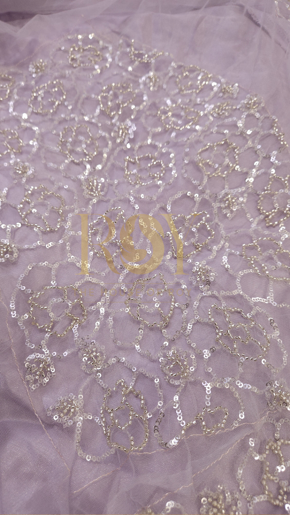 Lavender Designer Net Party Wear Saree