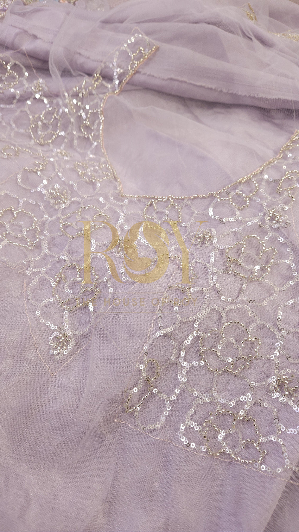 Lavender Designer Net Party Wear Saree