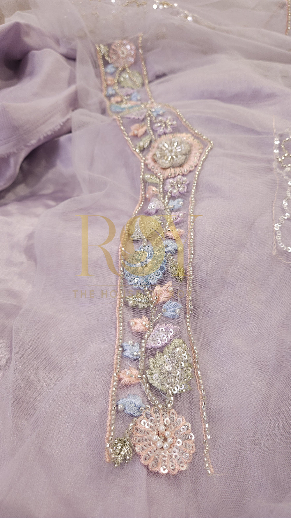 Lavender Designer Net Party Wear Saree