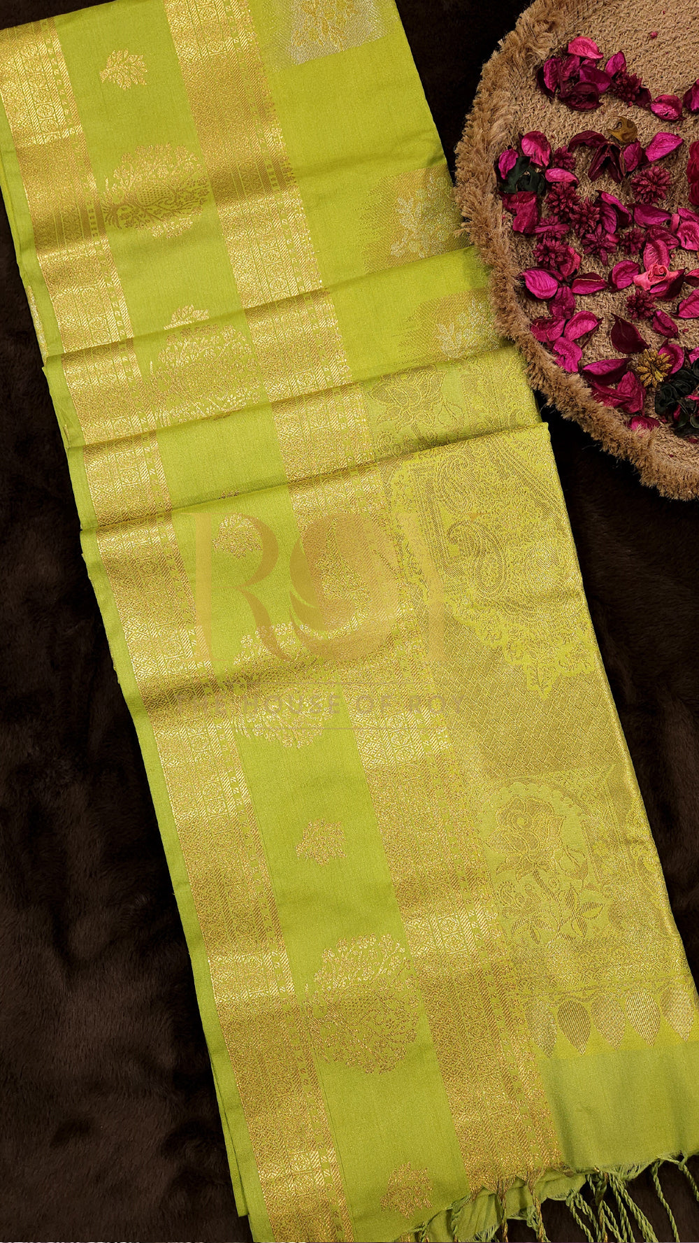 Lemon Green Retta Petta Fancy Saree