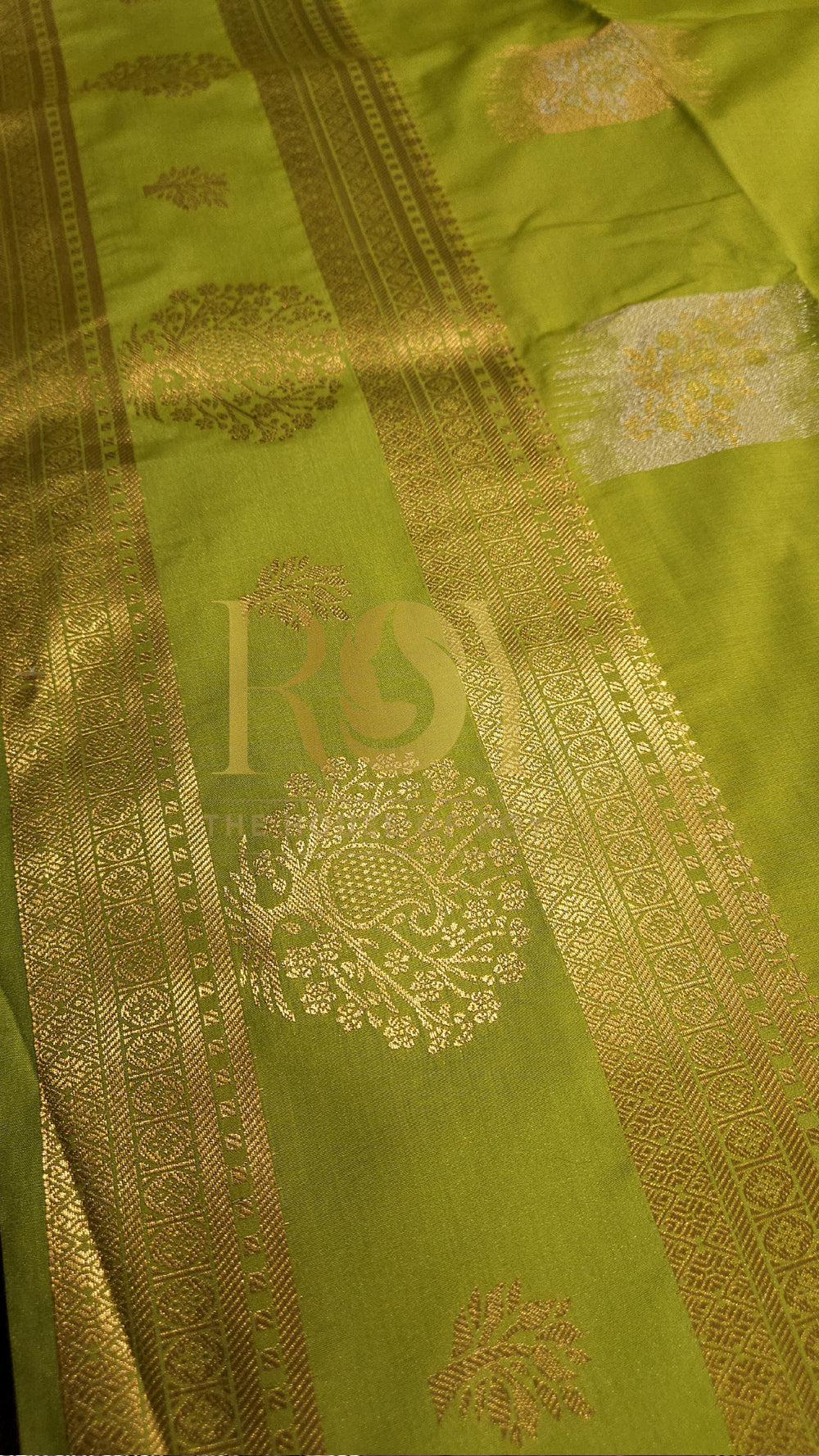 Lemon Green Retta Petta Fancy Saree