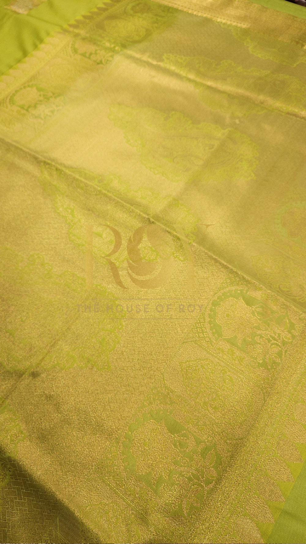 Lemon Green Retta Petta Fancy Saree