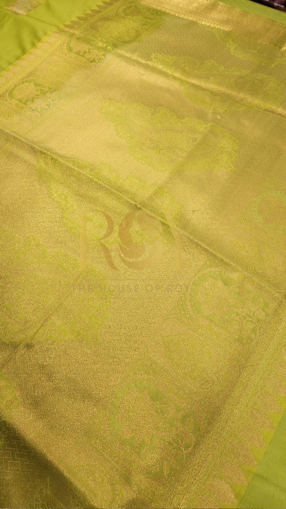 Lemon Green Retta Petta Fancy Saree