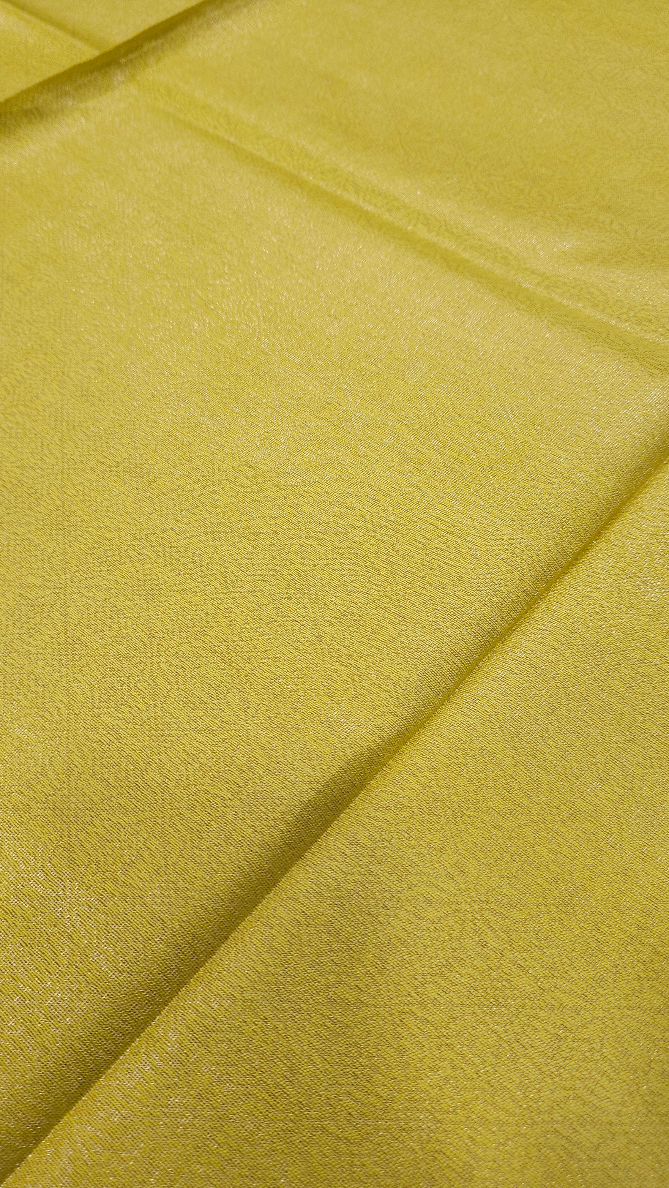 Lemon Yellow & Blue Silver Zari Saree