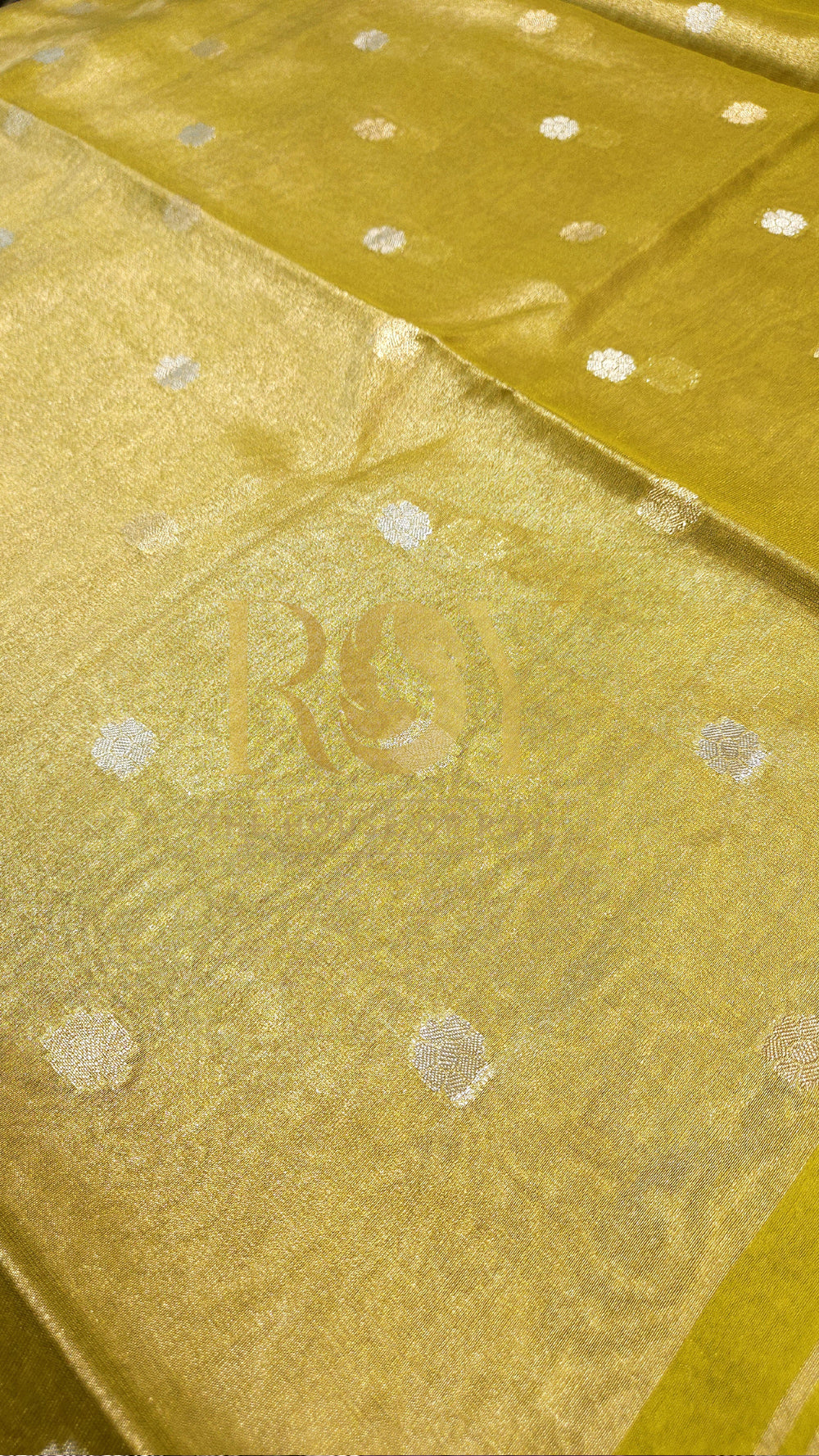 Lemon Yellow Kora Tissue Silk Saree