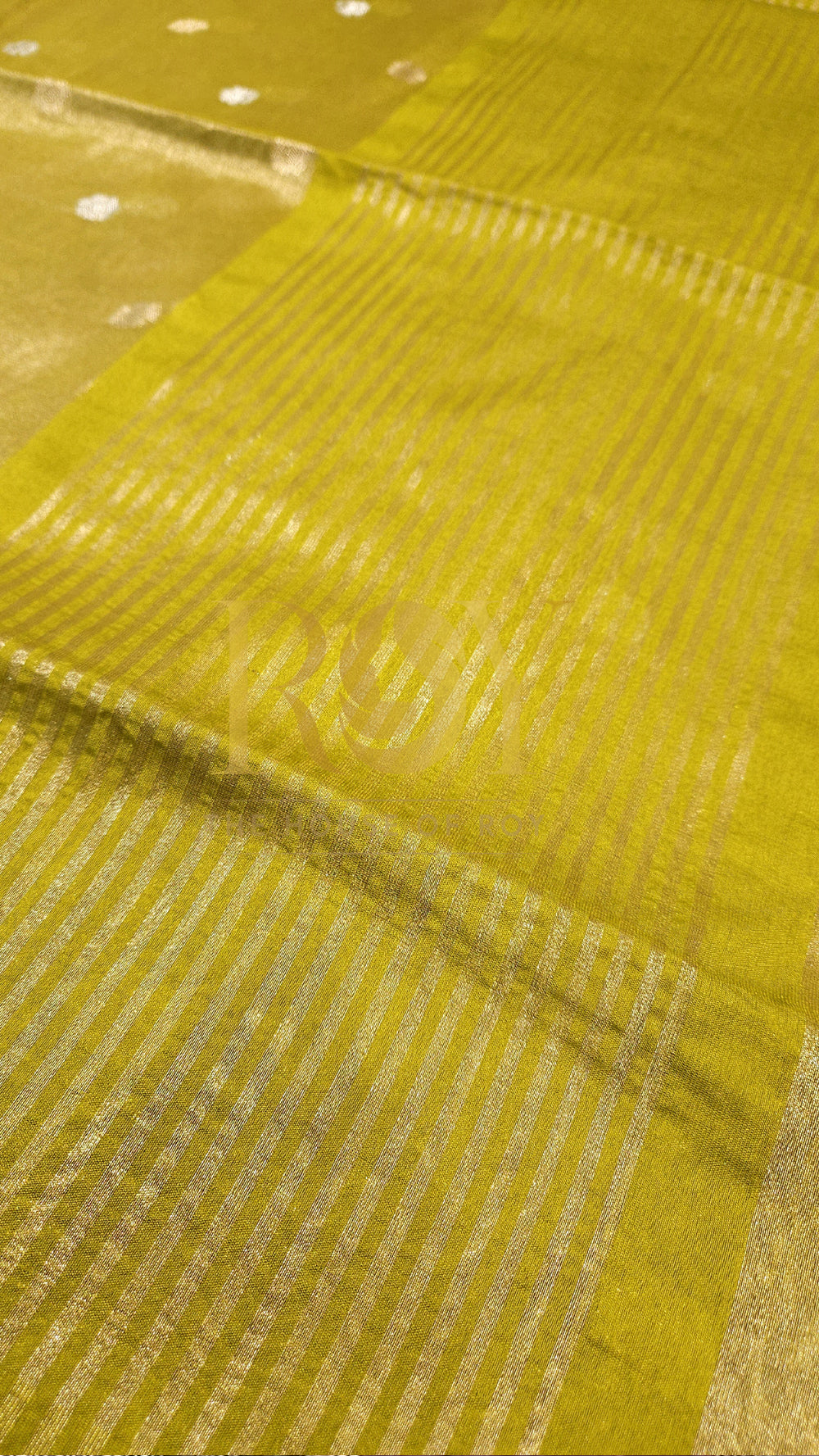 Lemon Yellow Kora Tissue Silk Saree