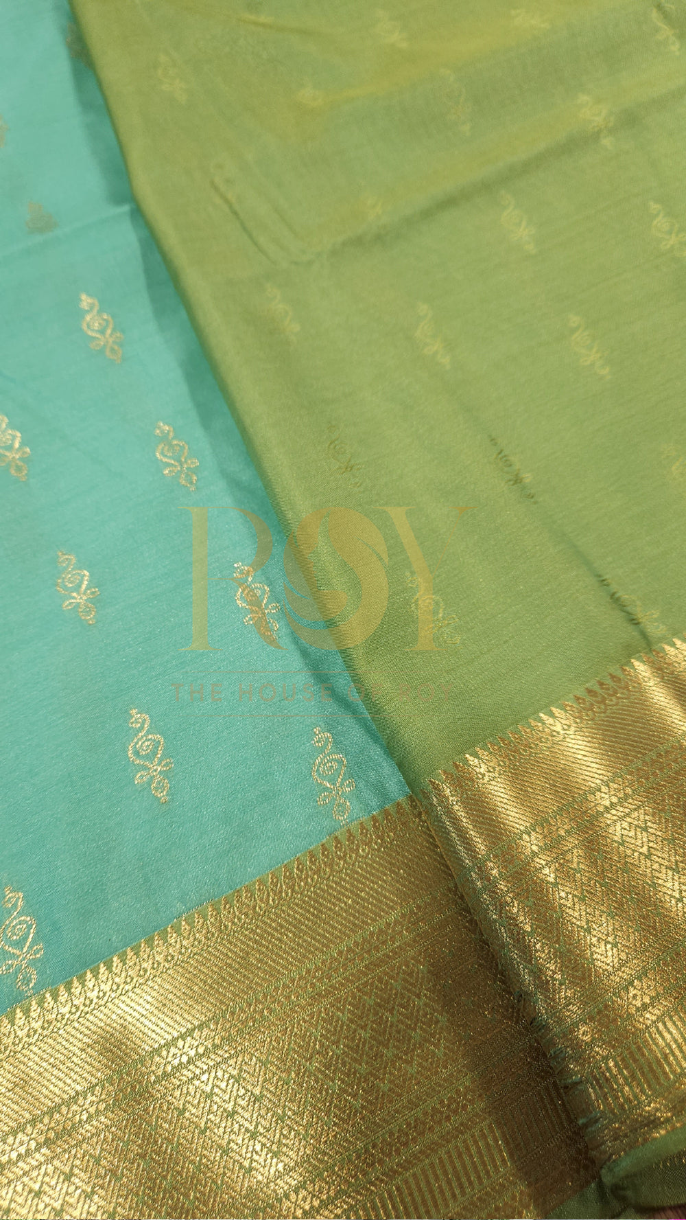 Light Aquamarine 1000 Butta Soft Silk Saree