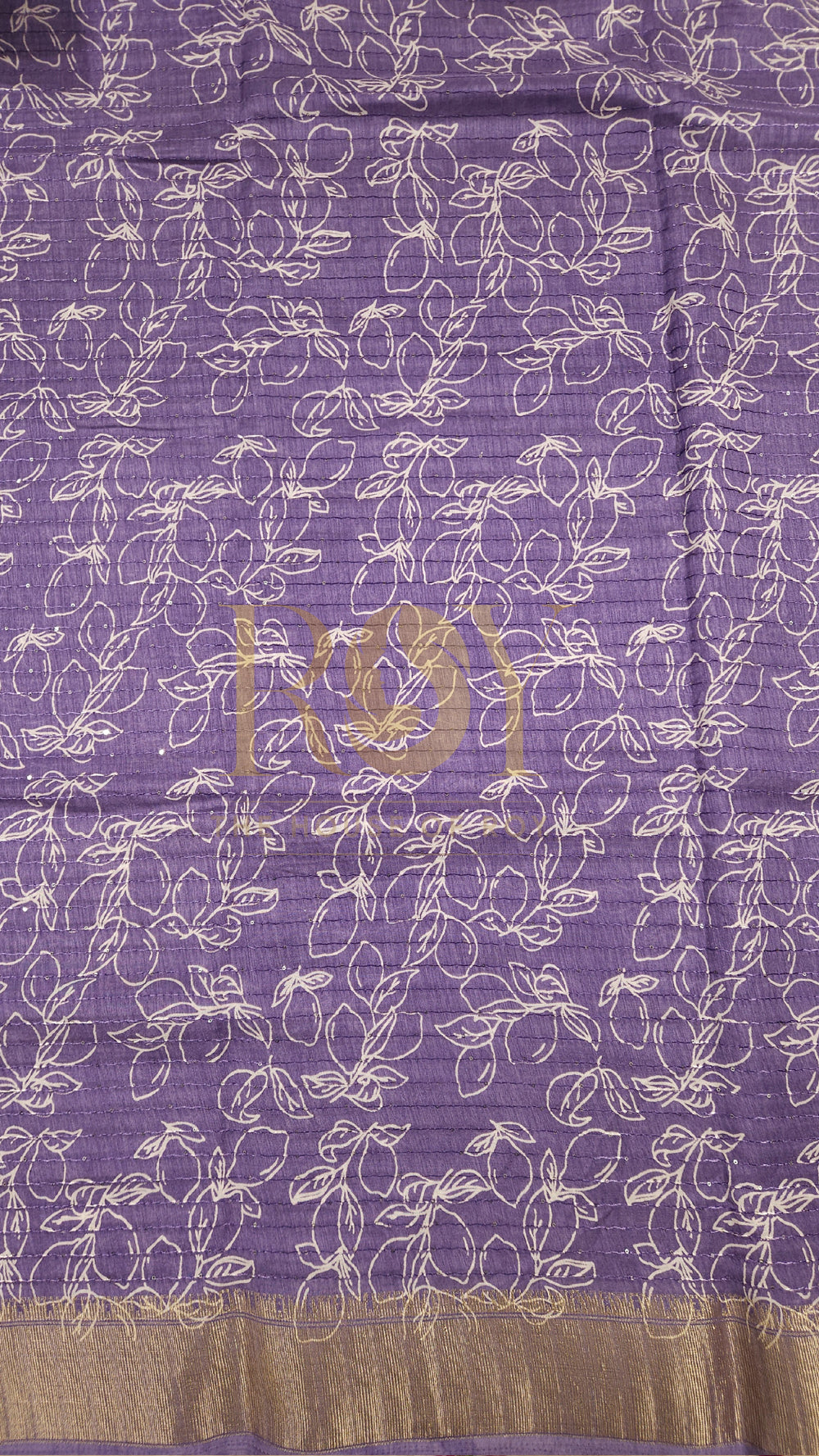 Lilac White Floral Print Sequinned Saree